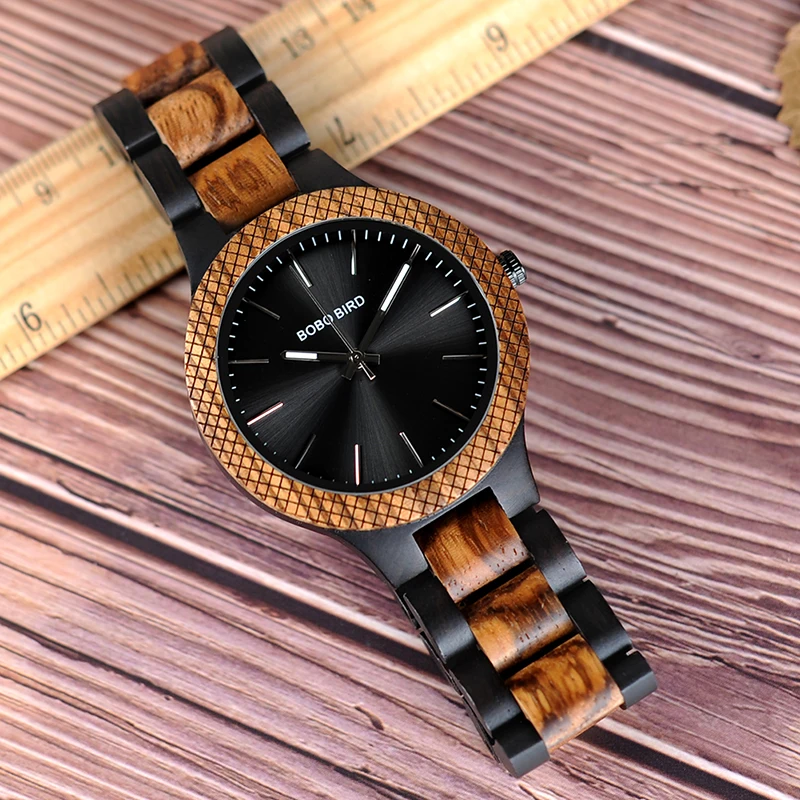 BOBO BIRD Men's Watches Top Brand Wooden Quartz Wristwatch Luminous Pointer With Gift Box Support Custom Dropshipping