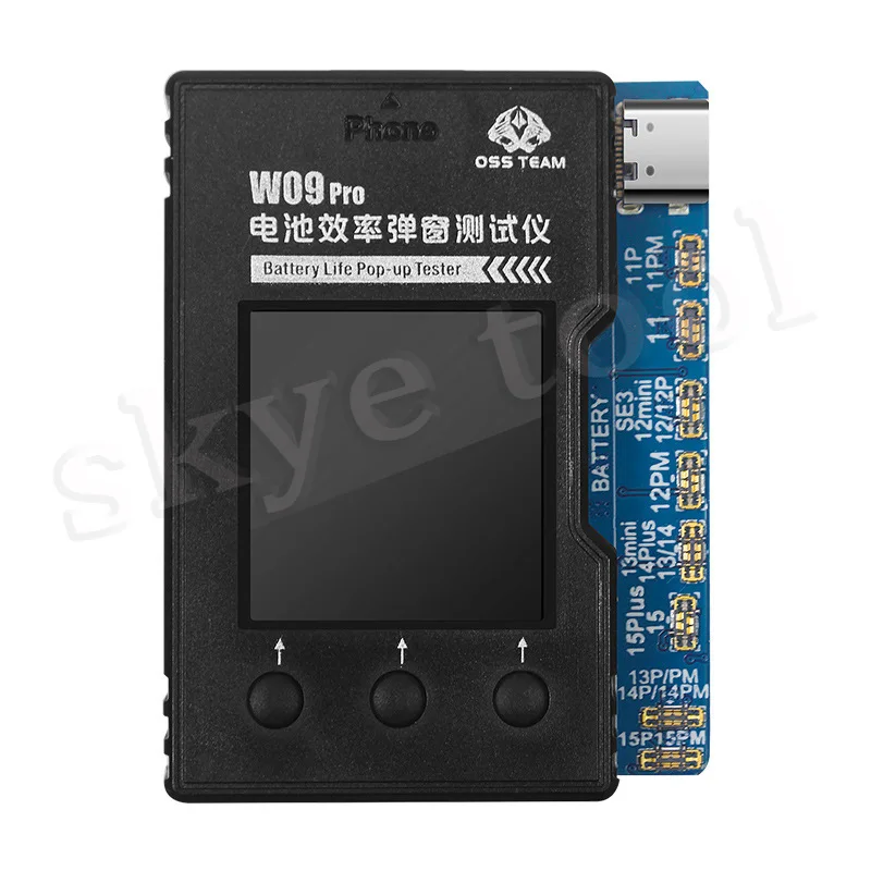 OSS W09 Pro V3 배터리 수명 테스터 (아이폰 11-15PM 건강 데이터 수정, 100% 효율 도구)