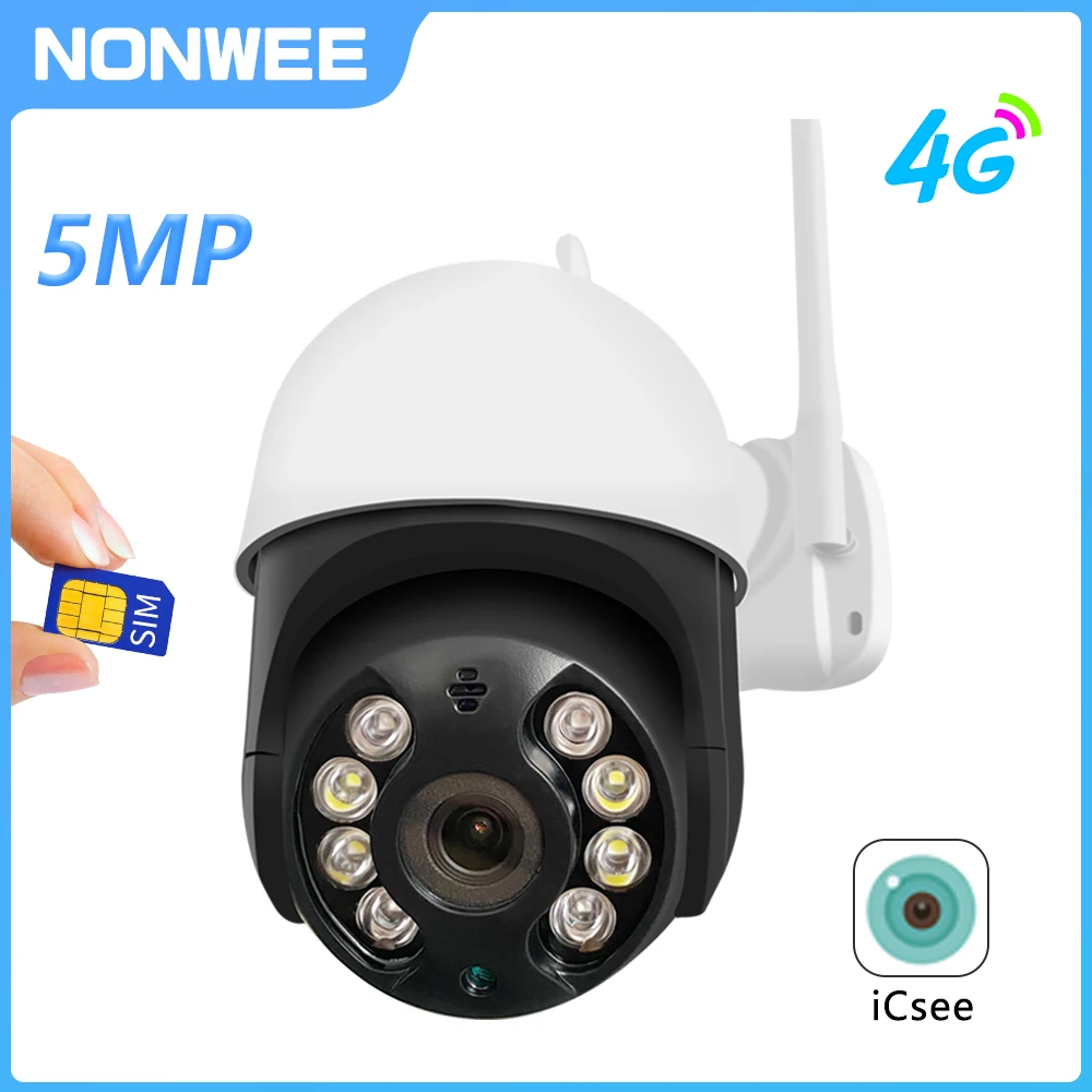 4G SIM Card IP Camera 5MP PTZ Home Security Protection Camera Outdoor Auto Tracking 1080P HD CCTV Video Surveillance CAM ICSEE