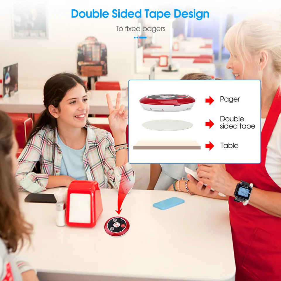 Wireless Calling System Retekess T117 10Pcs Call Button Restaurant Pager Wireless Waiter Transmitter 433MHz For Hookah Bar Cafe Customer Service