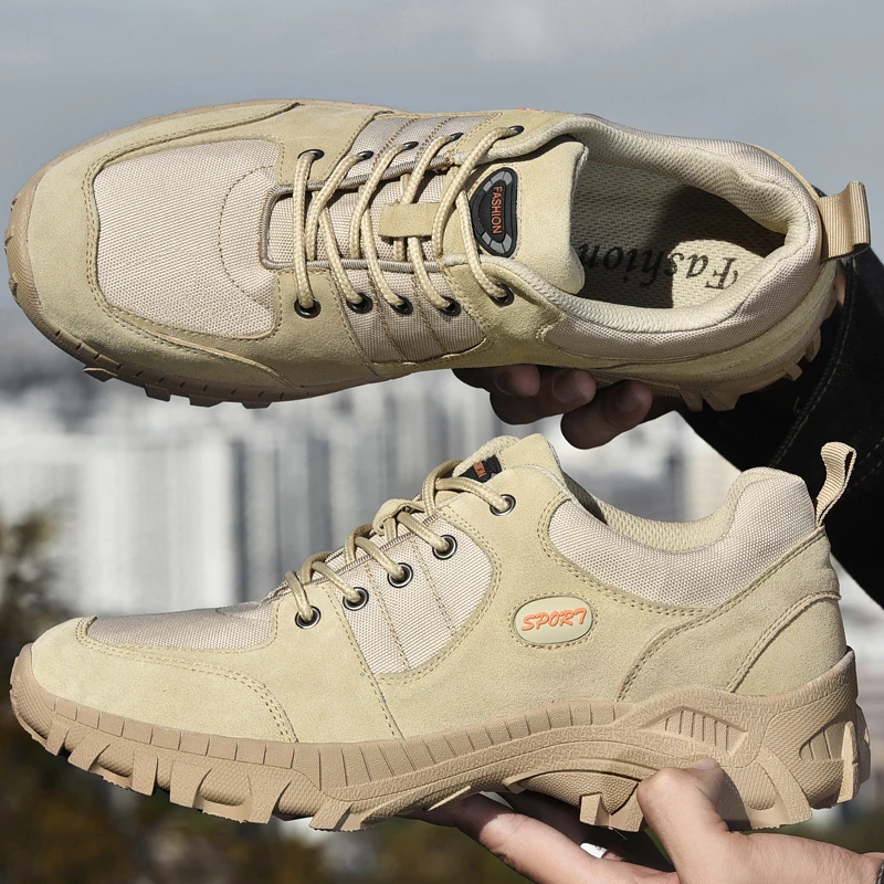Patchwork Outdoor Sneakers Breathable Men's Casual Shoes Desert Combat Footwear Large Size Non-Slip Hiking Shoes