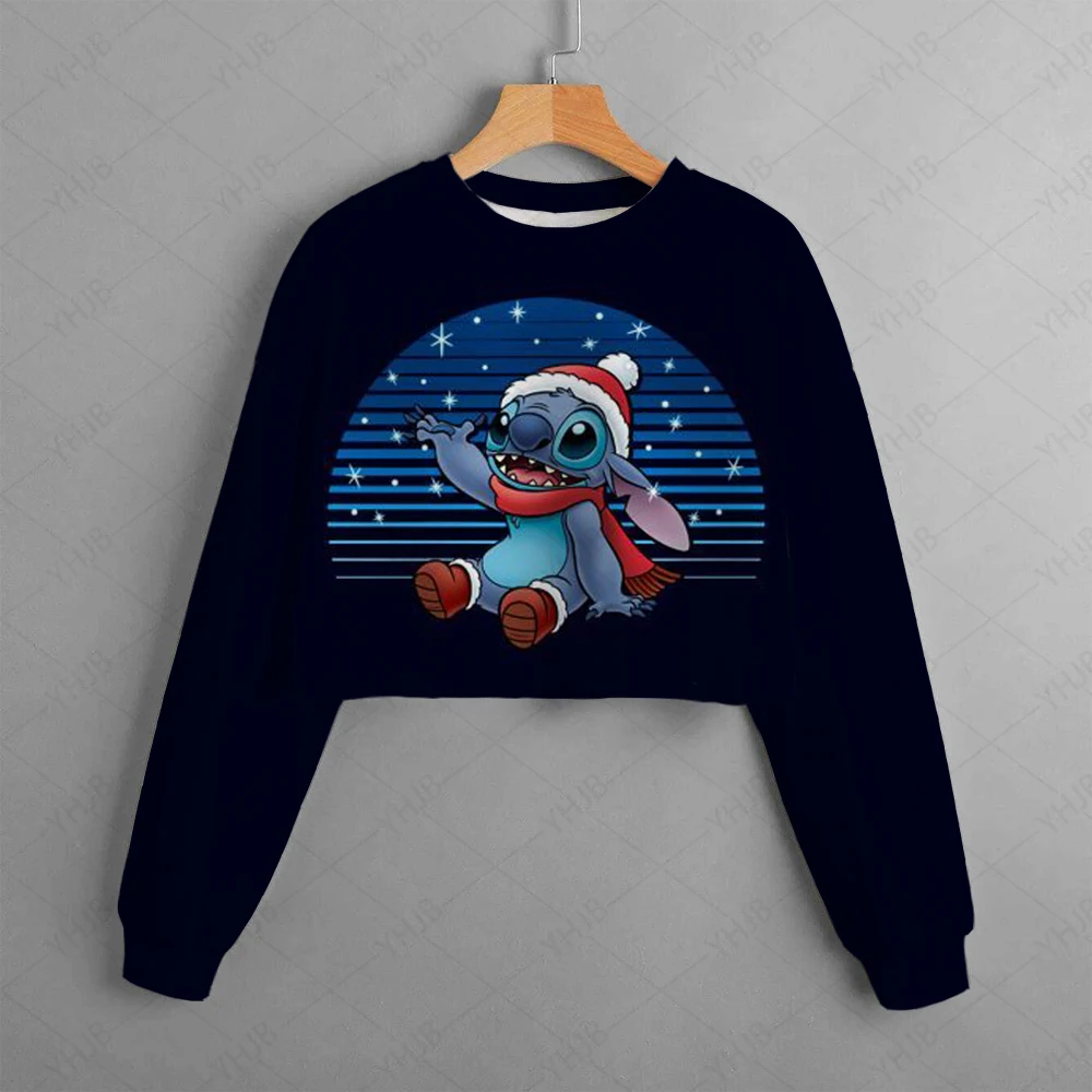 Christmas Girls Kids Clothing Print Cropped Hoodie Disney Stitch Christmas Casual Cartoon Girls Sweatshirt Tops hooded sweatshirt children hoodie children sweater cotton hoodie children sweatshirt toddler sweatshirt children top pullover hoodie