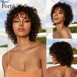 180% Density Short Curly Bob Wigs Afro Kinky Curly Bob Human Hair Wig Full Machine Made Wigs Pixie Cut Wigs Human Hair For Women