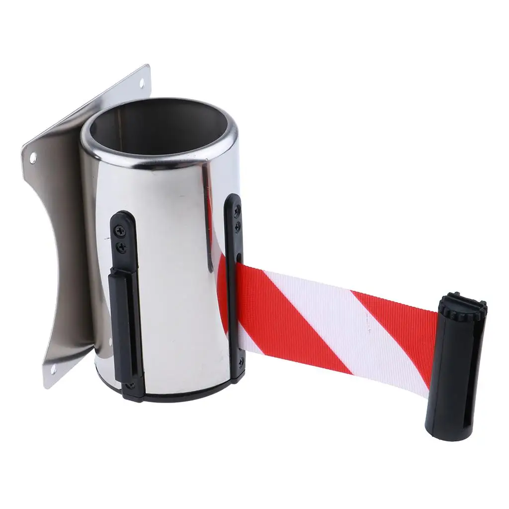 Stanchion Queue Barrier Wall Mount Crowd Control Retractable Ribbon