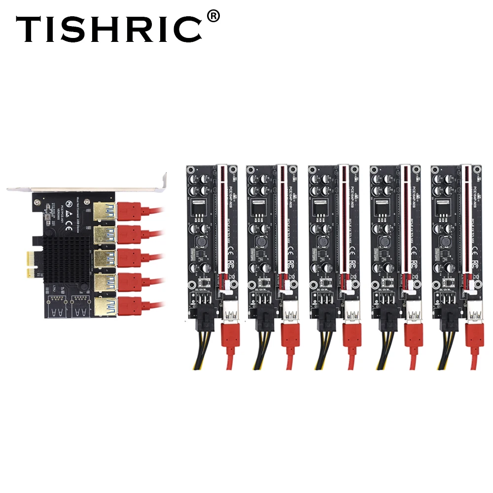 TSIHRIC PCIE 1 to 4/5/6 Pci Express Multiplier USB3.0 Extender Pci Express 1x 16x Card Slot Riser 009s 010 For Bitcoin Mining data cable types Cables & Adapters