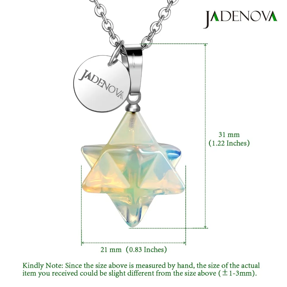 3d merkaba estrela colar pingente chakra reiki energia cura cristal jóias 18 Polegada aço inoxidável corrente