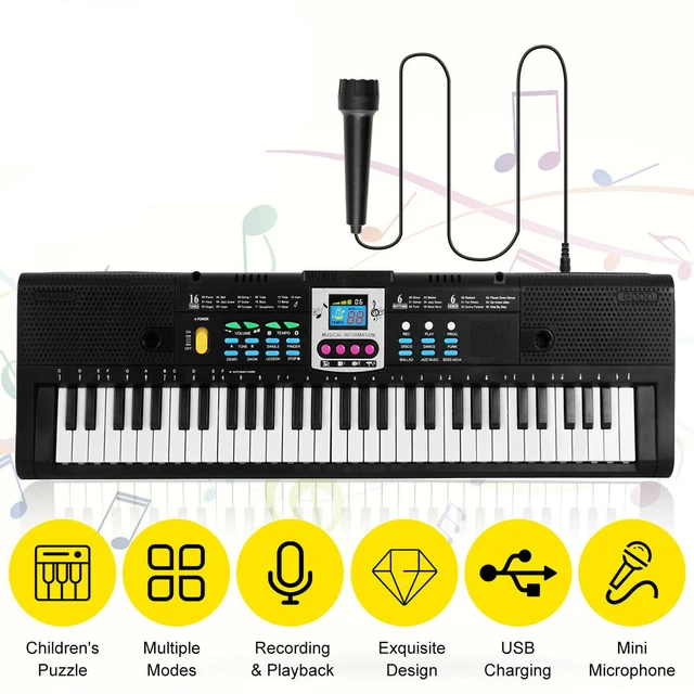 WUUISDNX Piano électrique 61 Touches avec Microphone Orgue électronique  Multifonctionnel Clavier numérique USB Jouet d'apprentissage d'instruments  de Musique pour Enfants , Rose : : Jeux et Jouets
