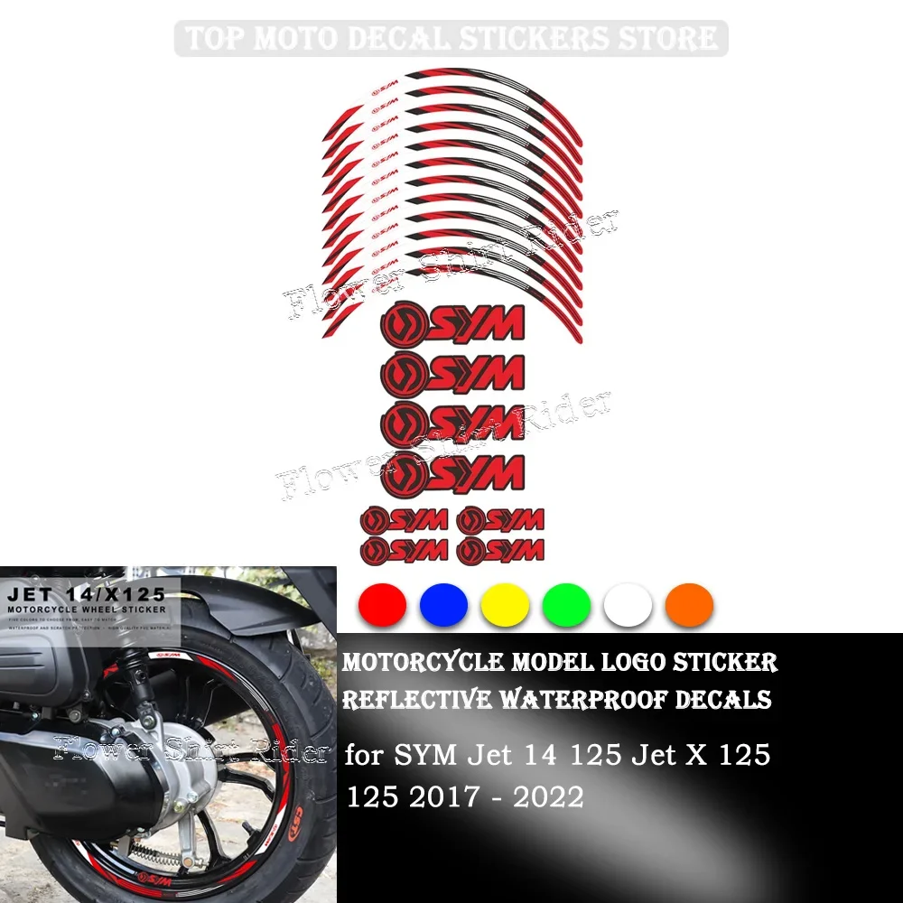 Motorcycle Wheel Sticker Waterproof Hub Decal Rim Stripe Tape 17 Inches for SYM Jet 14 125 Jet X 125 2017 - 2022 2021