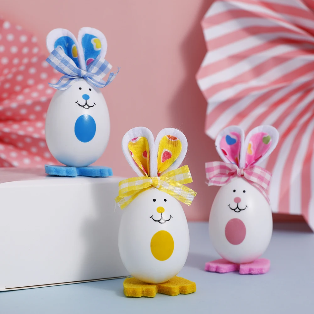 3PcsSetCuteStandingRabbitOrnamentsEasterDecoration3colored