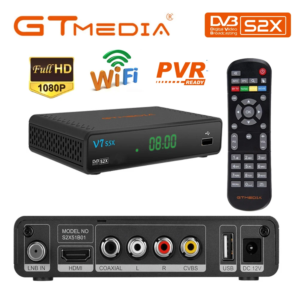 GTmedia-衛星テレビ受信機,フルHD, 1080p,h.265,usbをサポート