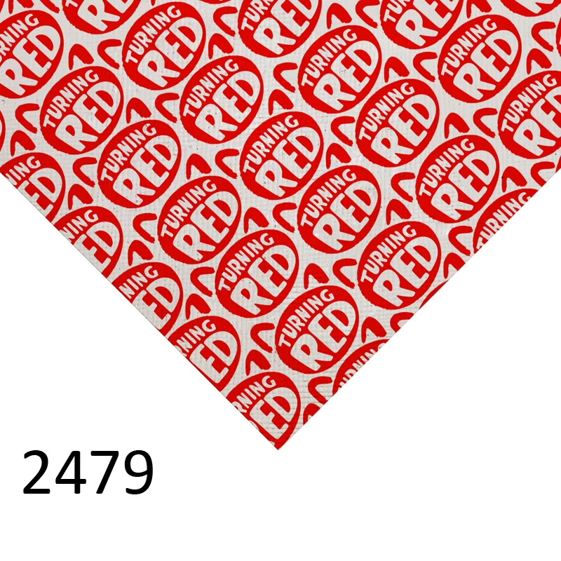 20*134cm roll new movie turning red character cartoon print faux synthetic leather roll fabric 2489 