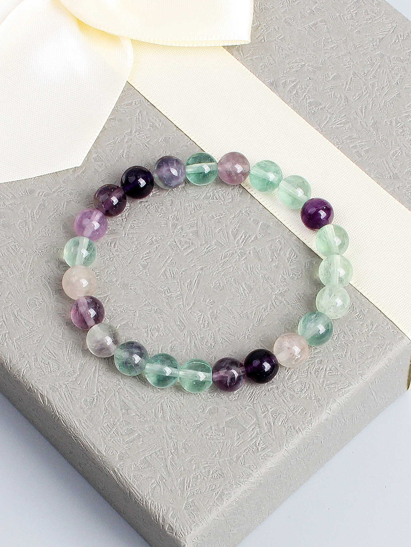 Natural Fluorite Bead Bracelet Crystal Healing Chakra Jewellery_voghion.com