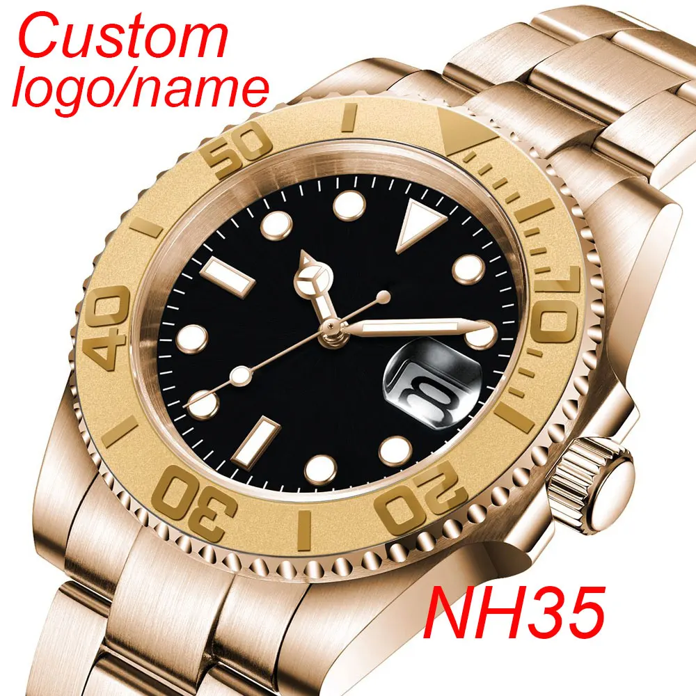 

Corgeut relogio masculino new Custom Logo Name watch men's yacht series watch gold bracelet NH35A movement automatic watch