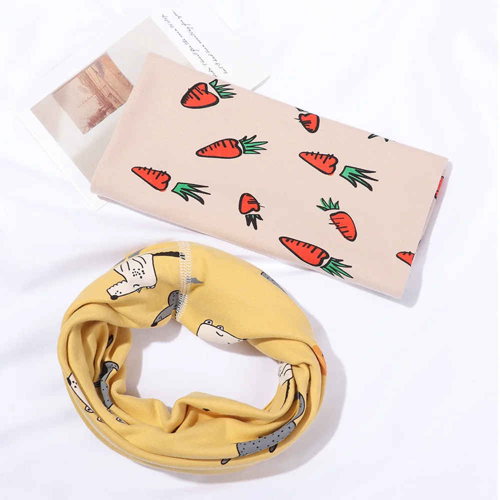 Boys Girls Windproof Magic Necker Chief Long Scarf Cartoon Printed Collar Scarves Children Cotton Scarf Neck Warmer