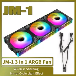 JM-1 PC Cooling Fan ARGB Mirror Cycle Light Effect PWM 800-2000RPM PWM Water Cooling 120mm Cooler Fan