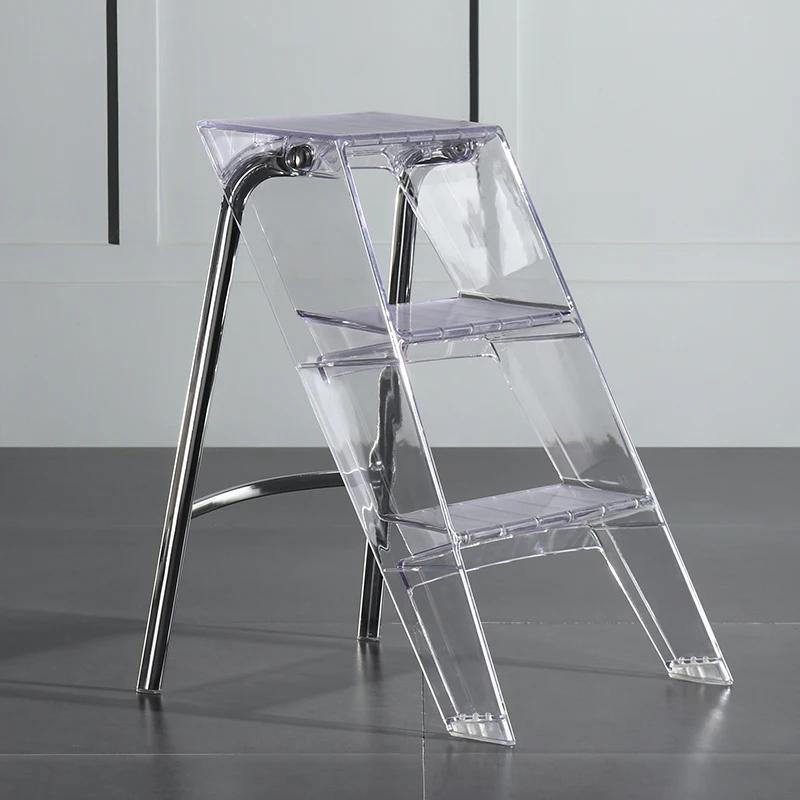 Tabouret Échelle Pliante Transparente, Cadre Ménager en Acrylique