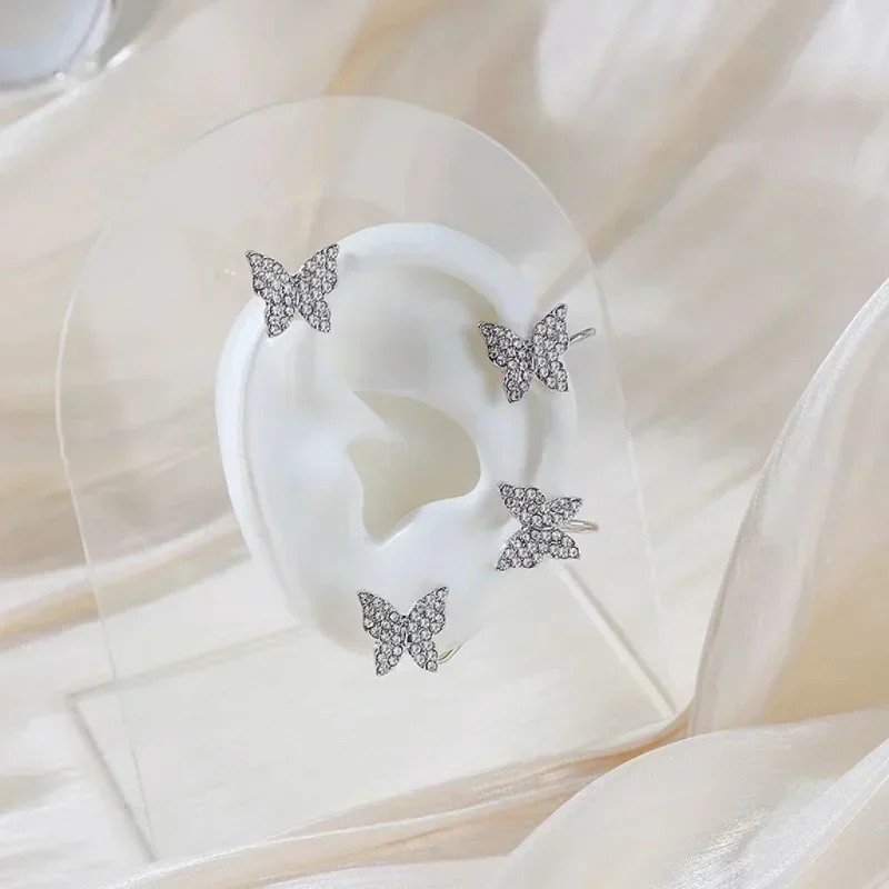 Orecchini A Cerchio Con Perle E Ali Di Farfalla - Ear Crawler Non Piercing Regolabili - Gioielli Delicati In Lega E Zircone Per Donna - Regalo Ideale