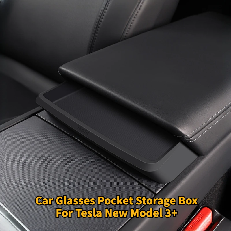 

For Tesla New Model 3+ Highland 2024 Key Sunglasses Bag Storage Case Central Control Glasses Pocket Storage Box Car Armrest Box