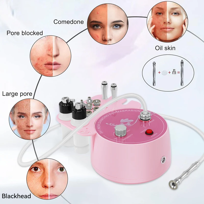 3in1 Diamond Microdermabrasion Machine For Facial Skin Care Blackhead Removal Acne Wrinkle Vacuum & Spray Tool 2
