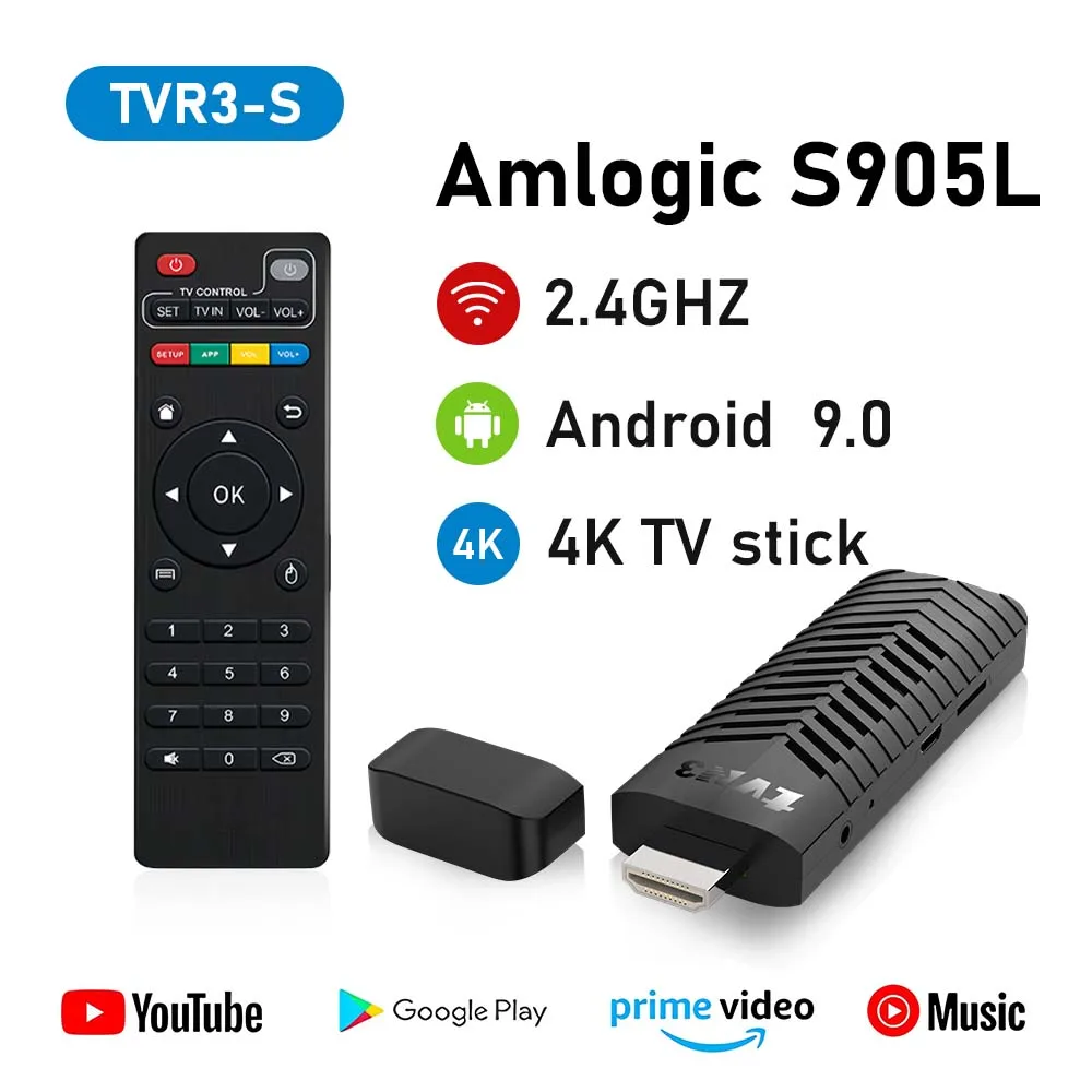 TVR3-S-Mini-TV-Stick-Android-9-Suporte-4K-2-4G-Wifi-Amlogic-S905L-Quad ...
