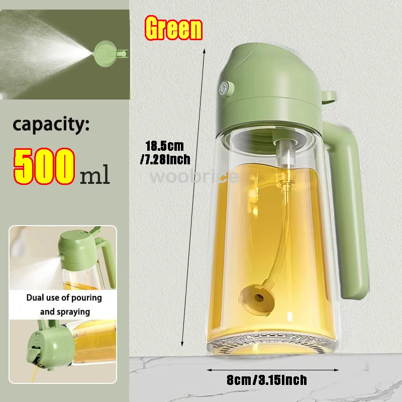 oliva, bottiglia in vetro da 500 ml, bottiglia spray per friggitrice