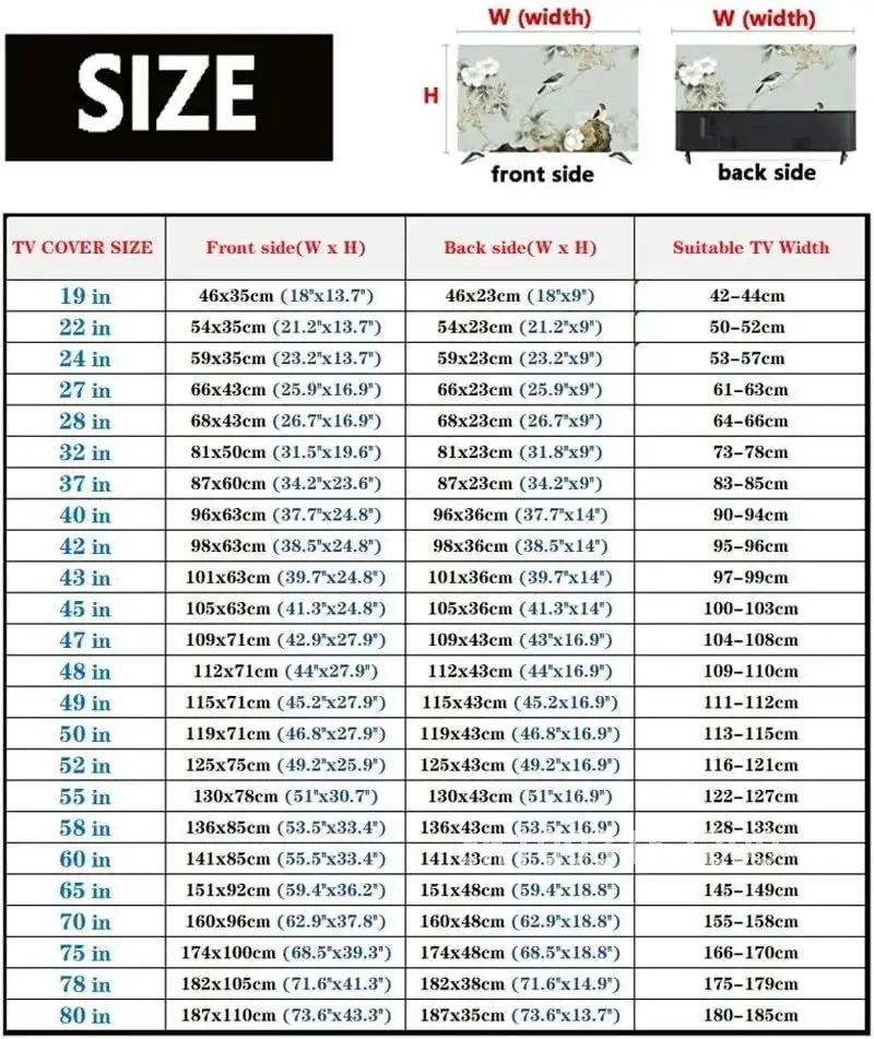Description Picture 6 of itemNew TV Cover 32-75 Inch Universal Polyester Dust Proof TV Screen Protector Cover Fabric for LCD Indoor Living Room Decoration