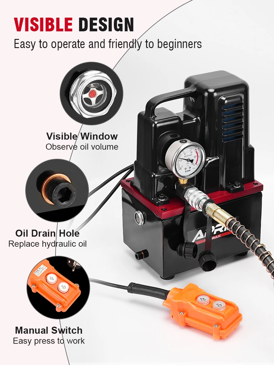 220V 1.2KW High-Voltage Electric Pump Tools Manual/Foot Switch Electric Hydraulic Pump Hydraulic Station QQ-700 3