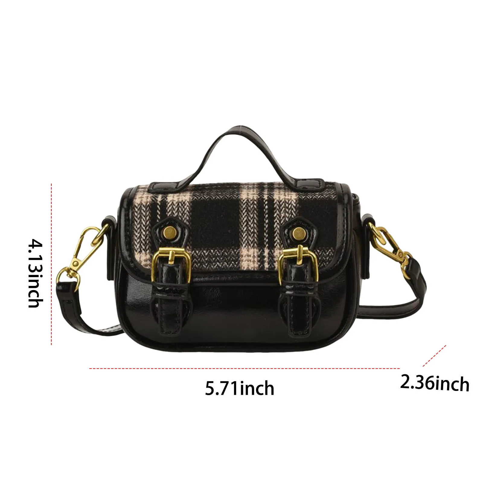 Women PU Checkered Shoulder Bag Vintage Handbag Mini Crossbody Bag Underarm Bag for Travel Shopping Daily Use