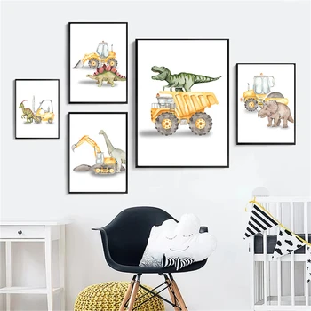 Dinosaur Vehicle Nursery Art 1