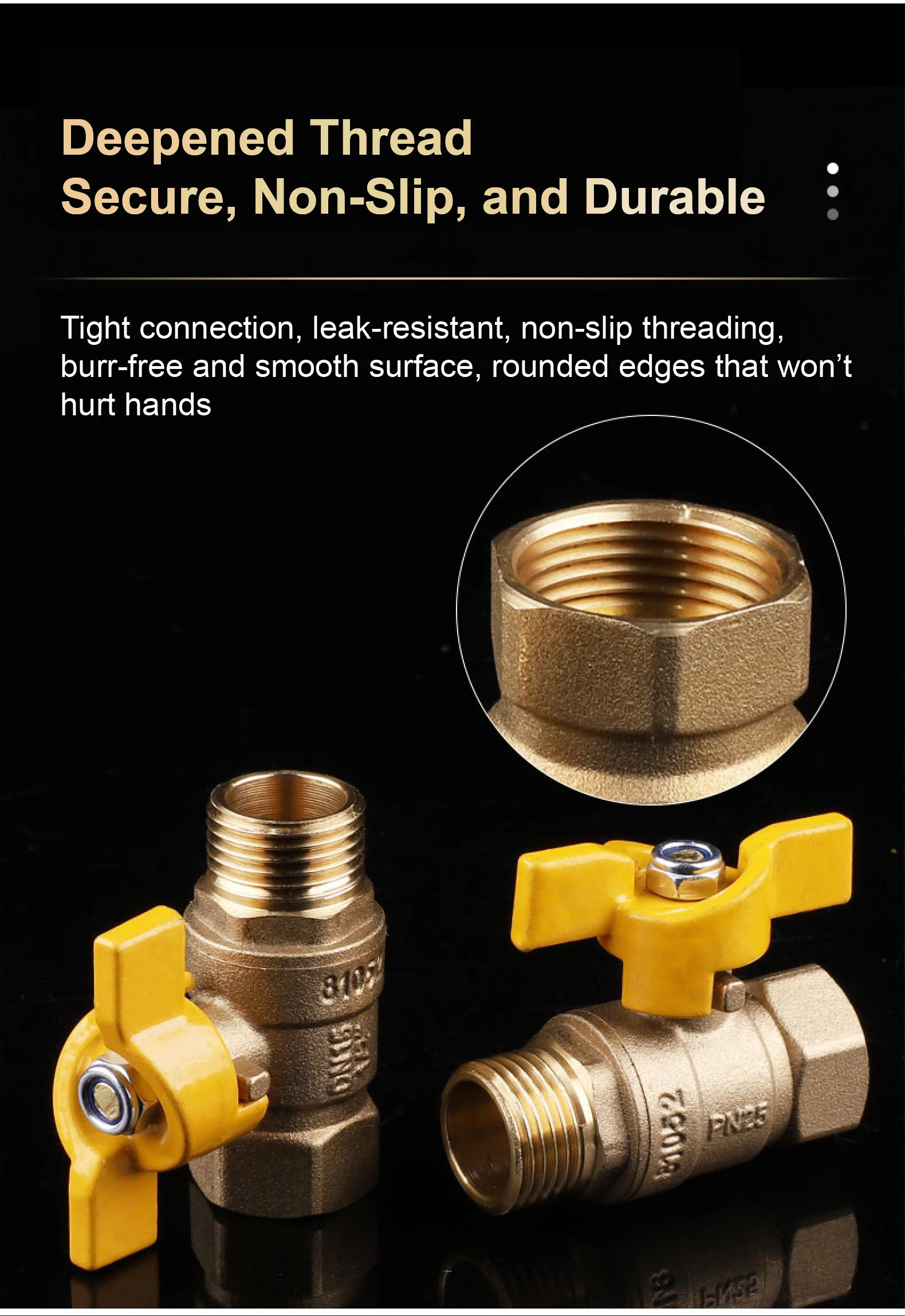 1/4 3/8 1/2 3/4 Inch Brass Ball Valve Female/Male Thread with Butterfly Handle f