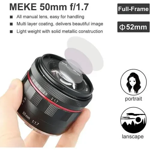 Meike MK-50mm F/1.7 렌즈, 후지 X, E, M4/3, EOS R용 최대 조리개 F/1.7
