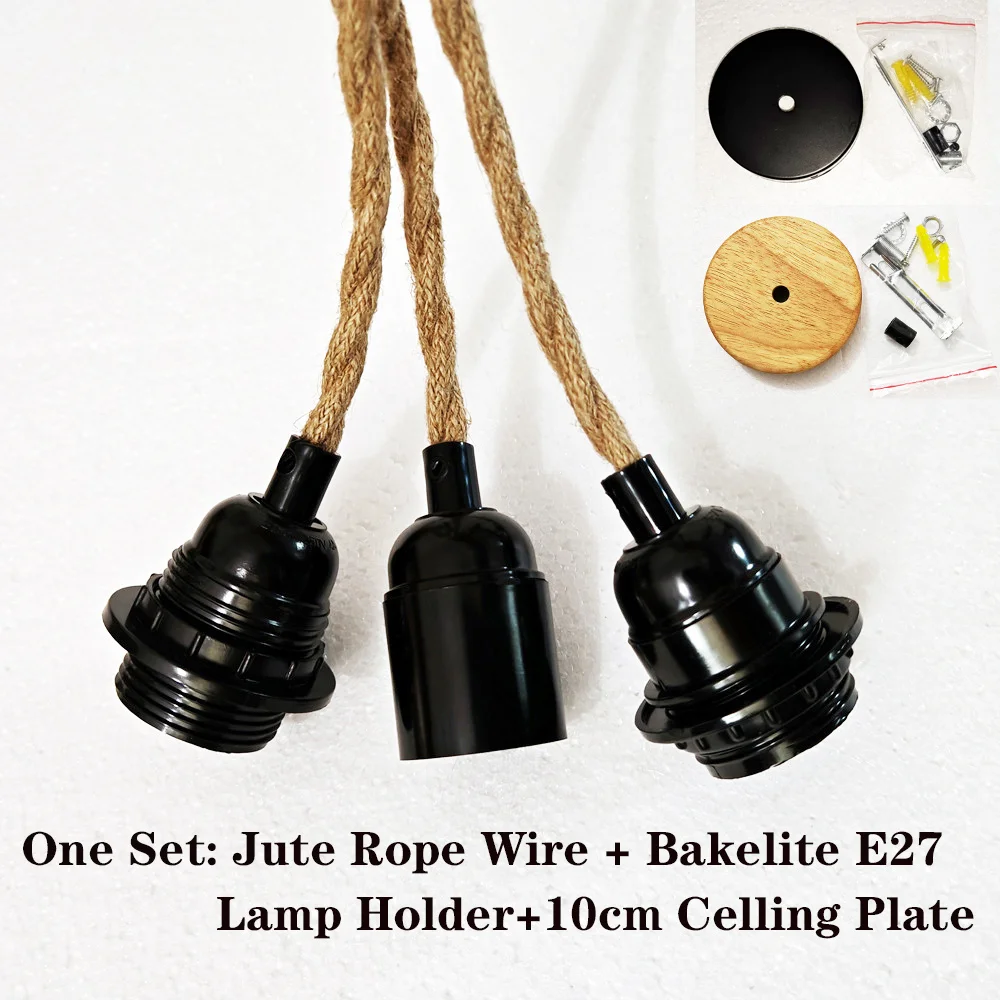Jute Rope Pendant Lamp Ceiling Lighting Fitting E27 Bakelite Lamp Holder decorative lights lamp holder lamp bulb holder lamp base lamp socket adapter lamp socket extender ceiling lamp bracket pendant light hook