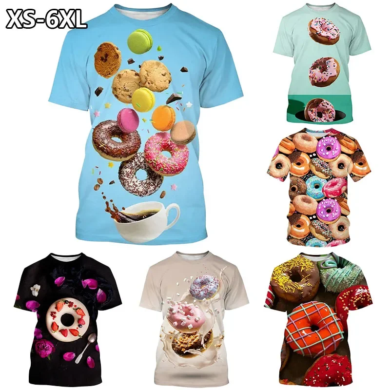 

Fashion 3D T Shirt Funny Food Donuts Graphic Print Short Sleeve Tee Top Summer Casual O-Neck Men/Women Personality Street Tshirt