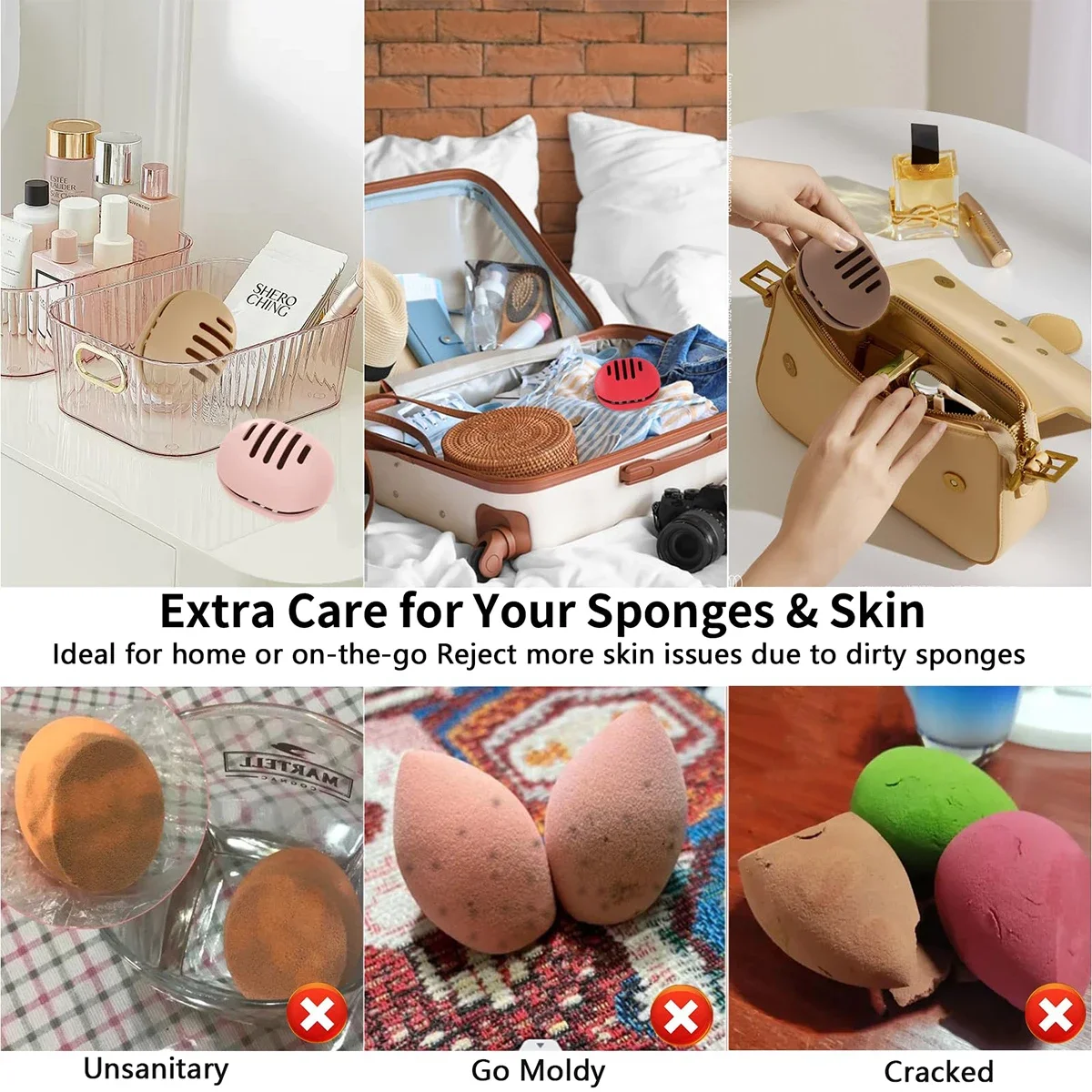 Puff Storage Box, 1PC Eco-friendly Silicone Porous Beauty Egg Storage Set, Reusable Travel Portable Organizer.-zmt