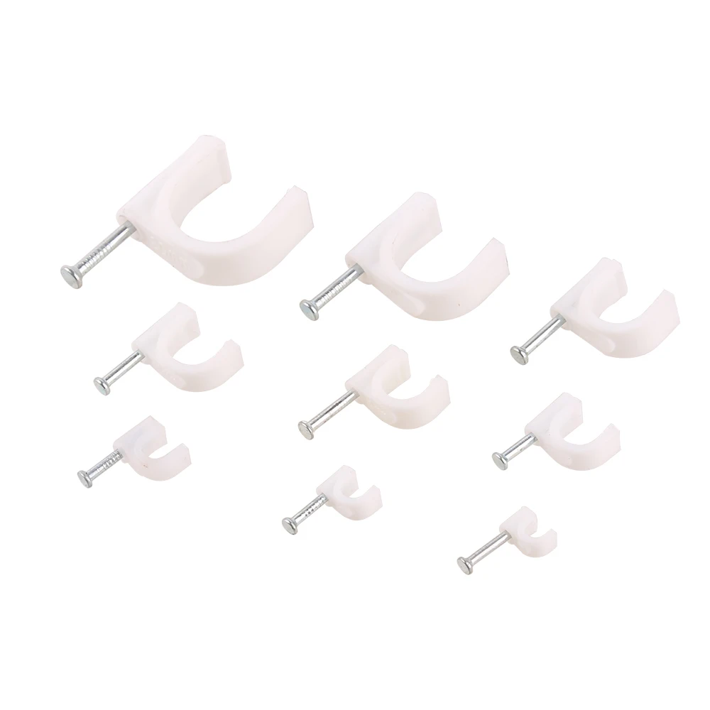 4mm 5mm 6mm 8mm Circle Path Circle cable clips cable nail wire clips 100PCS/bag 10mm 12mm 16mm Round white Y4 Y6 Y12 cable clip
