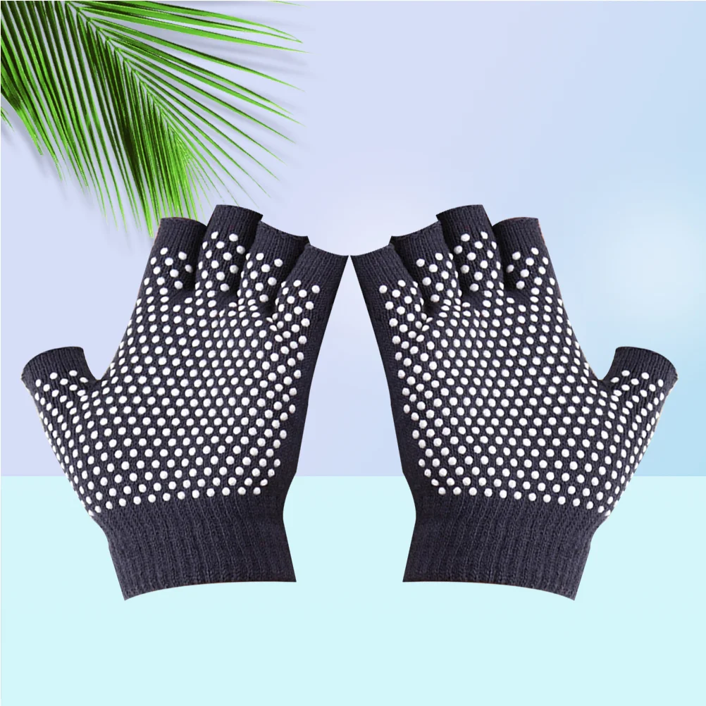 

Non-slip Workout Glove Half Finger Cotton Glove Machine Comfortable Knitted Glove for Yoga Sports(Dark Grey)