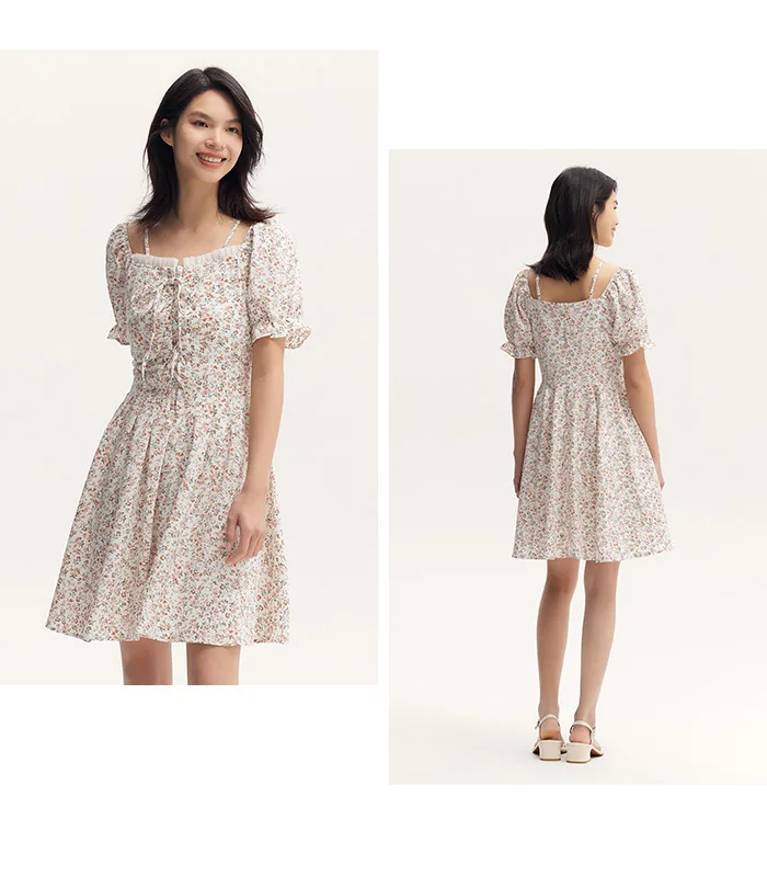 Vestidos Mujer Vestido Halter de Gasa Atado Mori Temperamento Romántico Verano Textura Floral Hada Dulce
