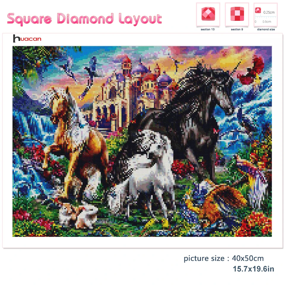 DCIDBEI Square Diamond Painting Pietre Quadrate Cavallo Nero