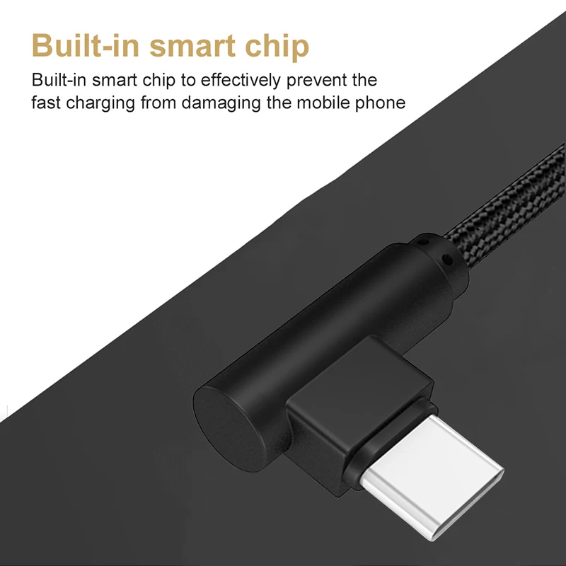 1m 2m 3m 90도 USB C 2.4A 충전 데이터 케이블 직각 엘보우 USB to 타입-C 브레이디드 케이블 모바일 폰 USB-C 기기용
