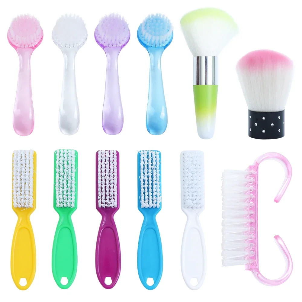 Nail Brushes 1PC 5 Types Nail Brush Cleaning Remove Dust Powder Plastic Cleaner for Acrylic UV Gel Nails Art Manicure Care Accessories
