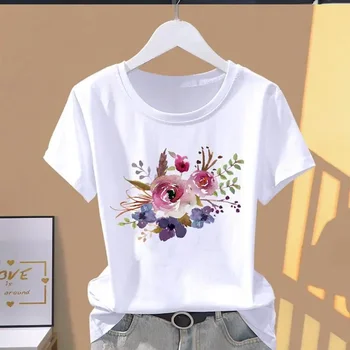 Women Print Floral Sports Fashion Casual Explosive Short Sleeve T-shirt Graphic Tshirts  Women Clothes  Oversized T Shirt 6