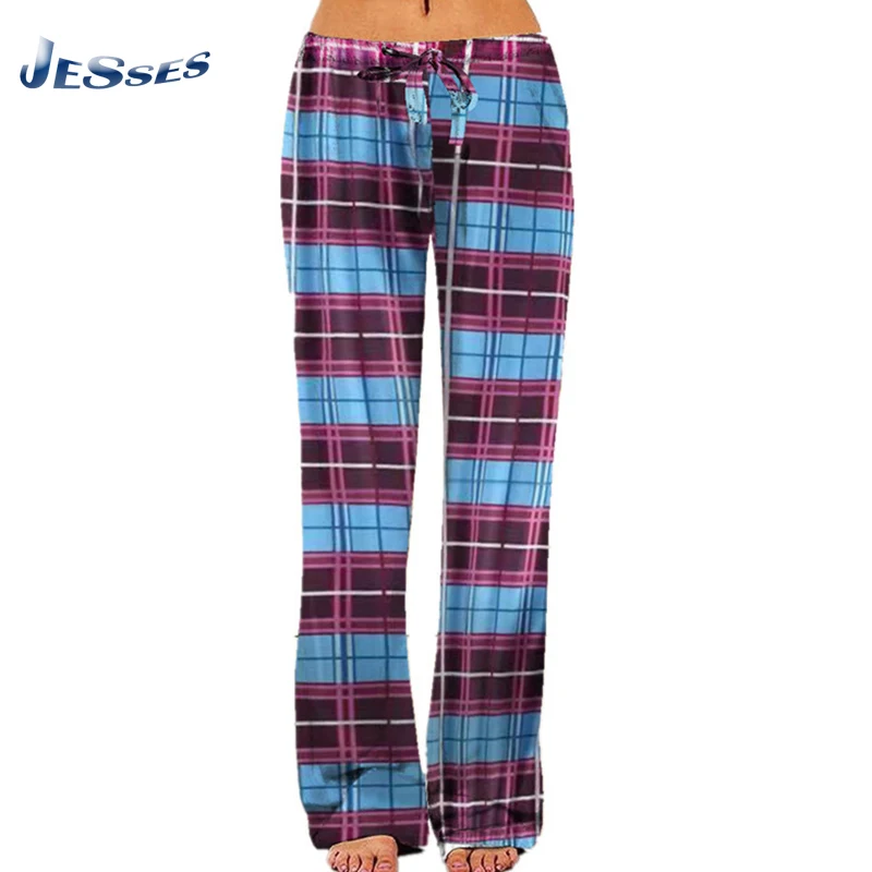 

Leisure PlaidPrinted Pants Femme Baggy Streetwear Fashion Wide Leg Trousers Loose Korean Style Summer Casual Harajuku Sweatpant