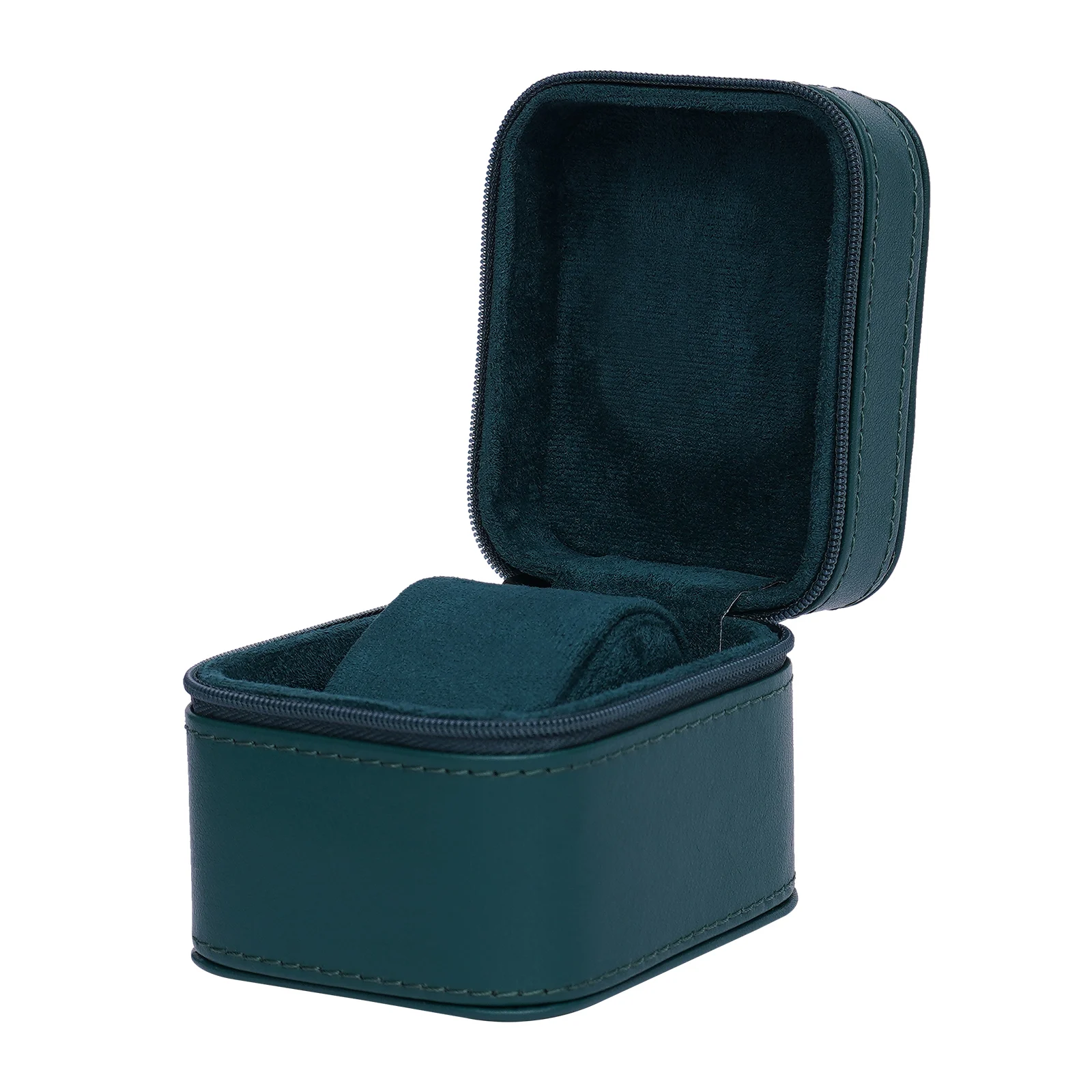 Green Watch Storage Box With Metal Zipper & Removable Pillow Jewelry Storage Display Box Flannel Lining