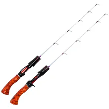 Canne à pêche légère et Portable avec poignée en Imitation bois, 63Cm, 2 pôles avec poignée droite/pistolet