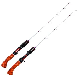 Portable Lightweight Ice Fishing Rod Imitation Wood Handle 63Cm 2 Poles Straight Handle/gun Handle Fishing Rod Fishing Tackle