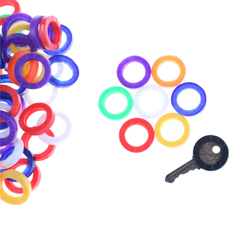Candy Color Hollow Silicone Key Cap Covers 10/32/50Pcs Keyring Circle Holder