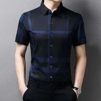 New Men's Business Casual Short Sleeved Shirt No Iron and Wrinkle Resistant Top 1