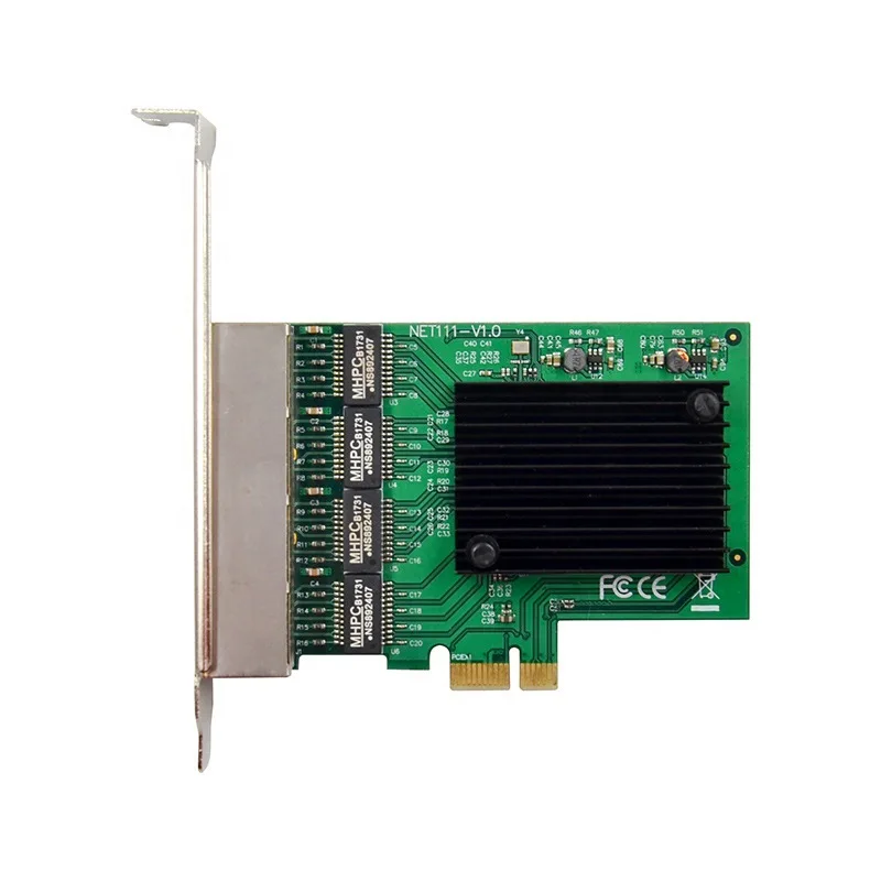 4 Port RJ45 1000Mbps Lan Network Card High Speed Remote Wake Control PCIE X1 Ethernet Adapter PC Cat5 UTP Cable Converter