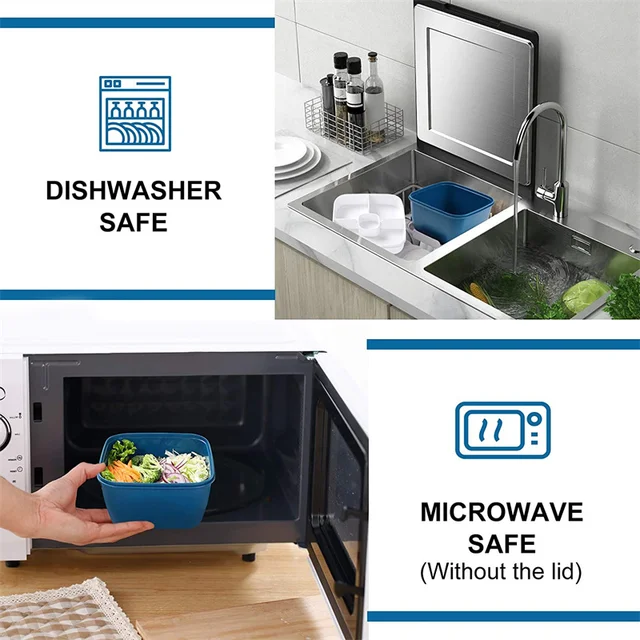 Bento Ebéddoboz Saláta Konténer Tálak 2 Rekesz Öntettel Tartály Salátadobozhoz 1.1/1,5 Ml - Image 3