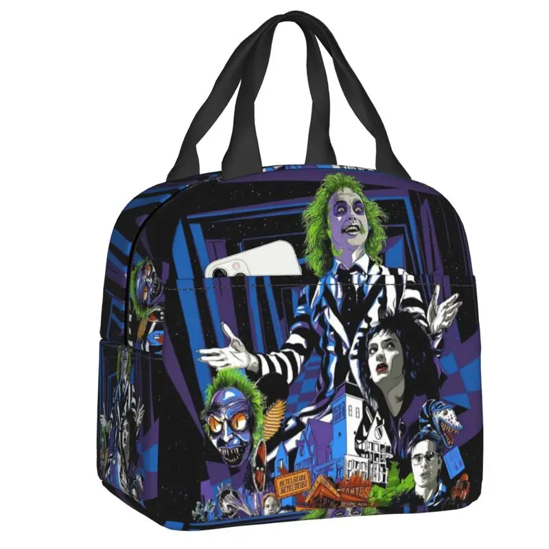 Custom Horror Movie Beetlejuice Lunch Bag Women Tim Burton Thermal Cooler Coibentato Lunch Box Per Ufficio Per Adulti